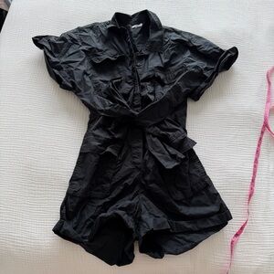Unsubscribed Black Short Sleeve Utility Romper